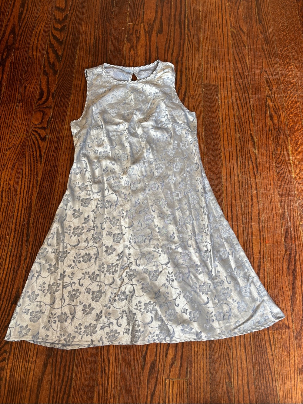 Y2K Silver Floral A-Line Dress